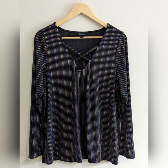 Torrid Rainbow Stripe Shirt Size 1 - Picture 1 of 2
